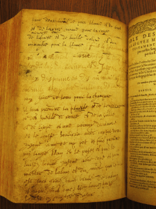 Possibly a recipe written in French within the LeFevre Bible.