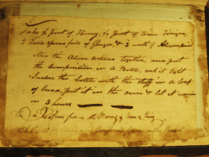 Recipe for cough medicine within the LeFevre Bible.