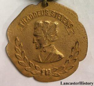 Bronze medal featuring profile image of Thaddeus Stevens