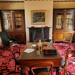 Photograph of two bookcases in James Buchanan's Library