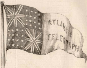 Frank Leslie's Illustrated image of the symbolic Atlantic Telegraph flag.