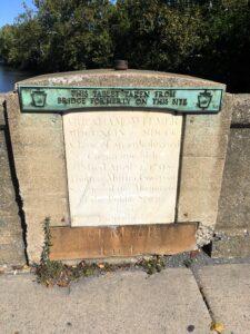 Date stone with information from construction of Witmer's Bridge