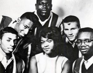 The Trannells in 1965. Pictured left to right - Howard Washington, Chet Stewart, Dave MacPhail, Joan Stewart, Ernie Jamison, and Jim Jackson.