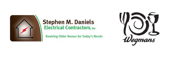 Sponsor logos for Stephen M. Daniels Electrical Contractors and Wegmans.
