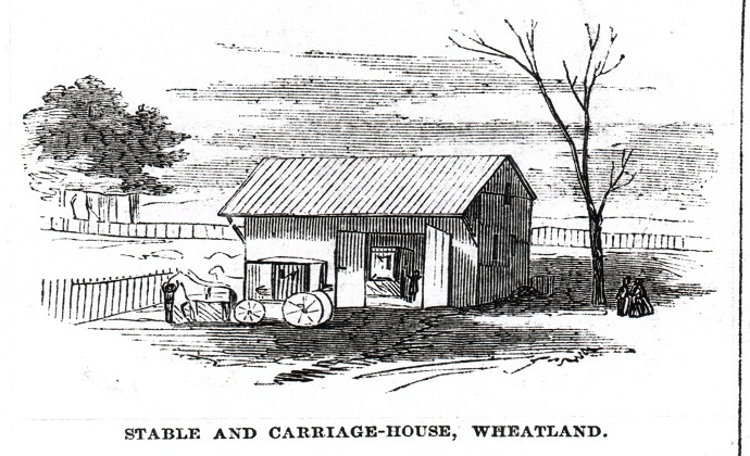 Illustration of Wheatland's Stable and Carriage House from Frank Leslie's Illustrated Newspaper, 1857
