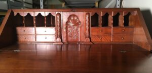 Desk interior showing writing surface