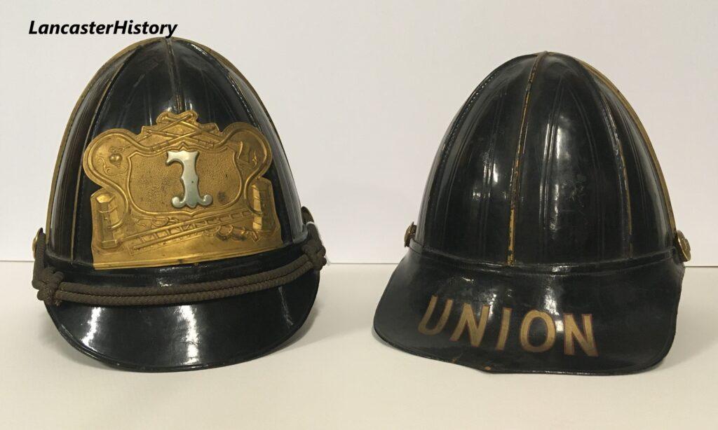 A black leather fire helmet