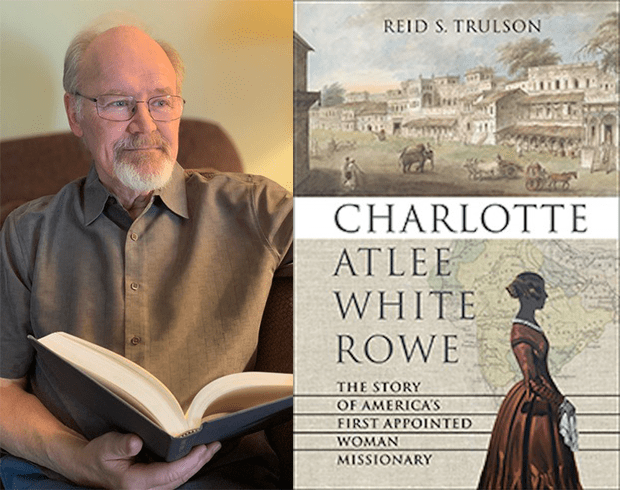 On left, an image of Dr. Reid Trulson. On right, the book cover image of "Charlotte Atlee White Rose."