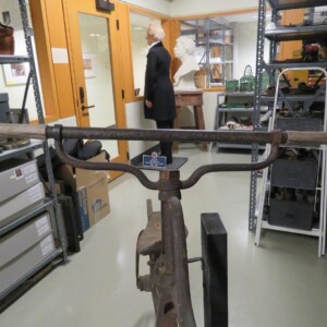 <i> Closeup of the velocipede handlebar riser and handlebar after fabrication.  </i> Velocipede showing finished handlebar on riser.