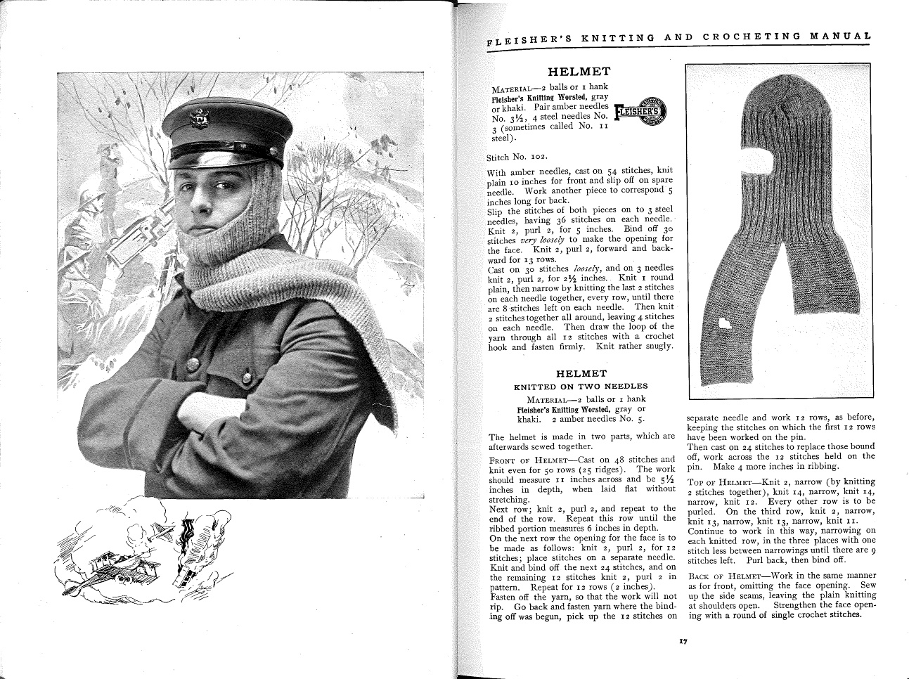 Helmet pattern from Fleisher's Knitting & Crocheting Manual, 1918