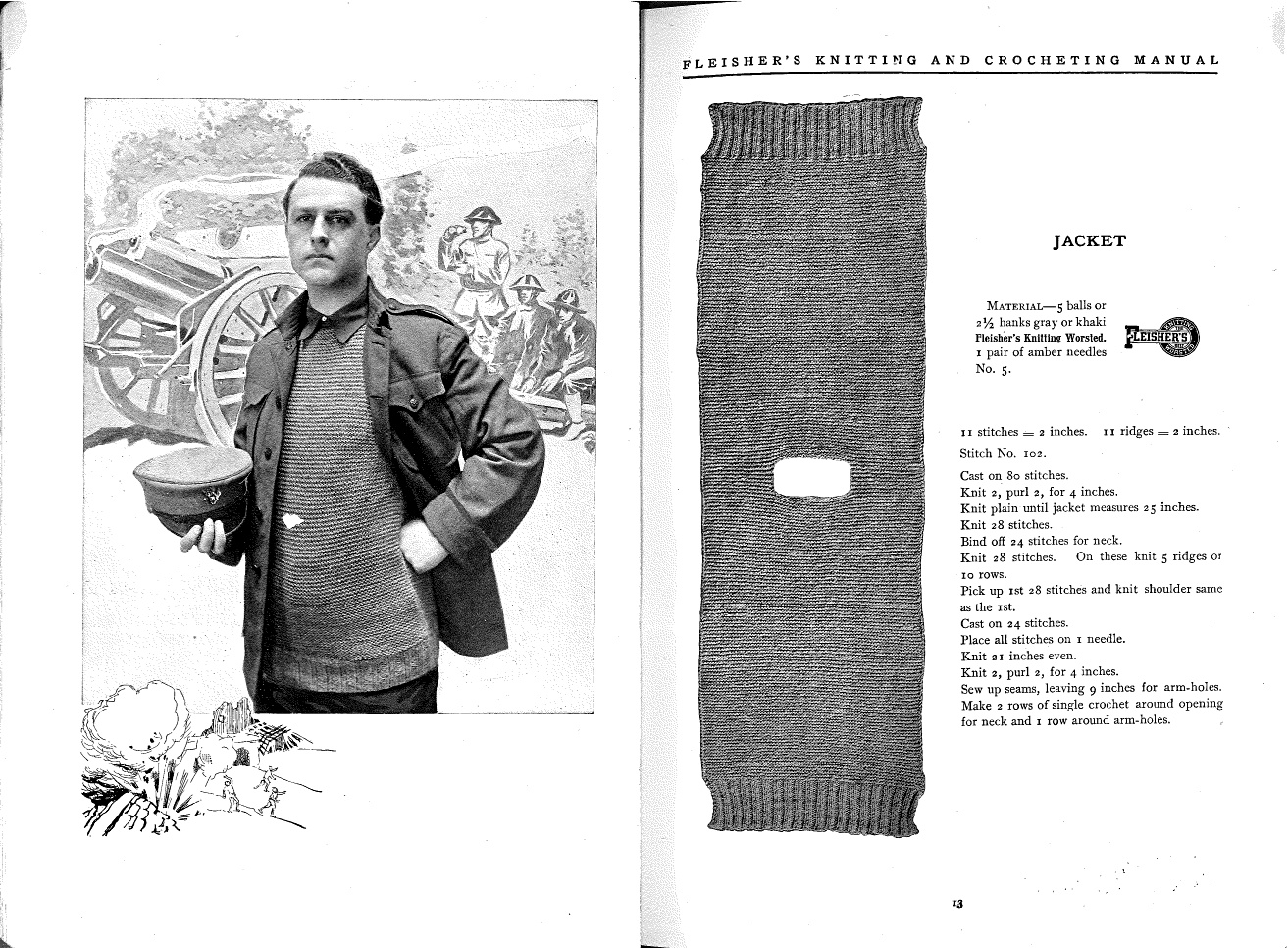 Jacket pattern from Fleisher's Knitting & Crocheting Manual, 1918