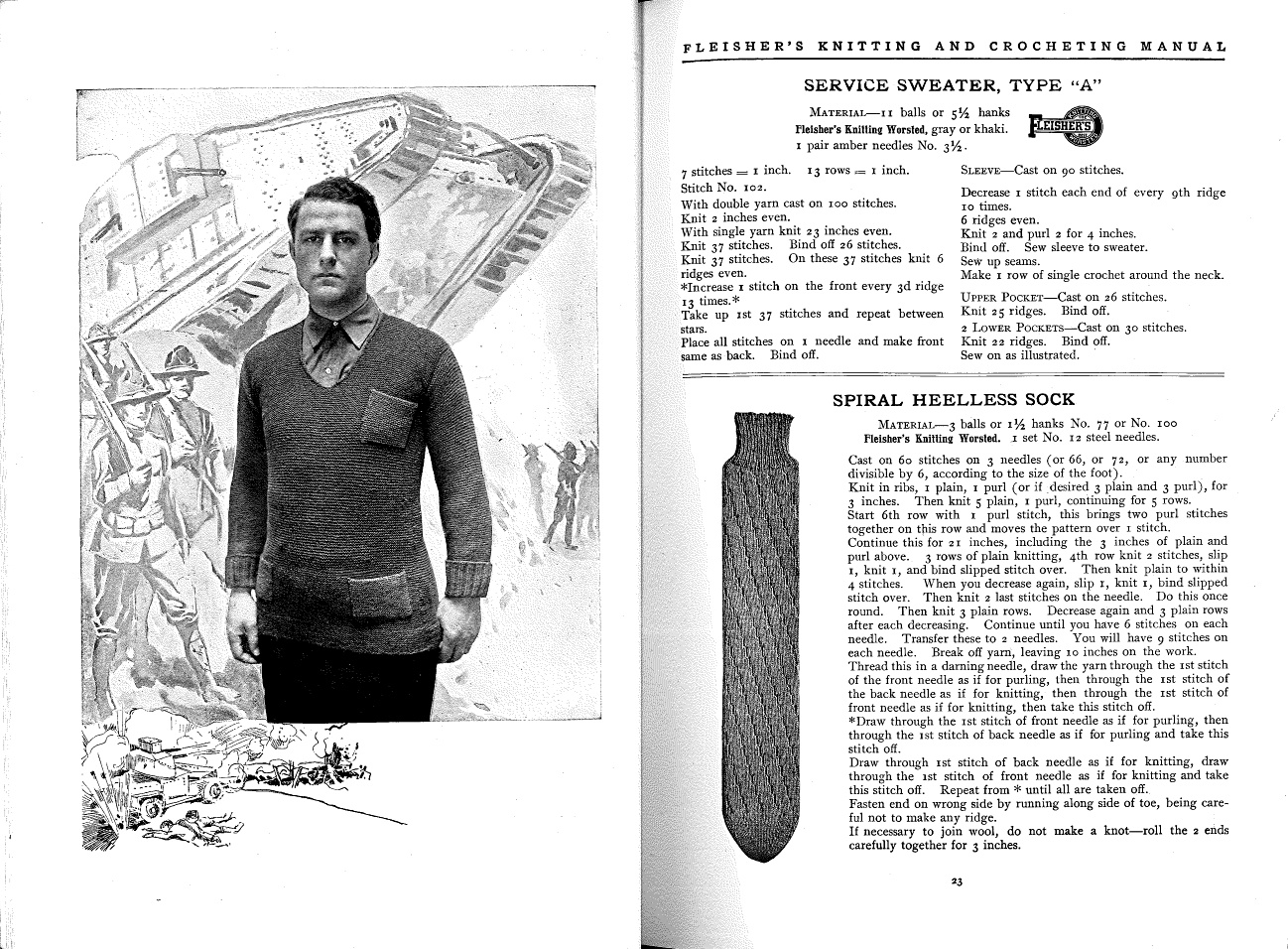 Service Sweater A pattern from Fleisher's Knitting & Crocheting Manual, 1918